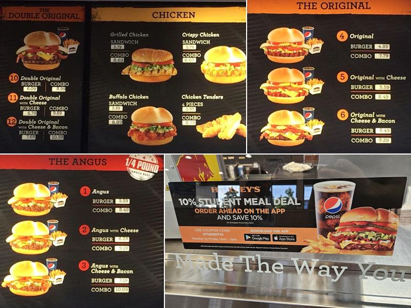 Harvey's Menu