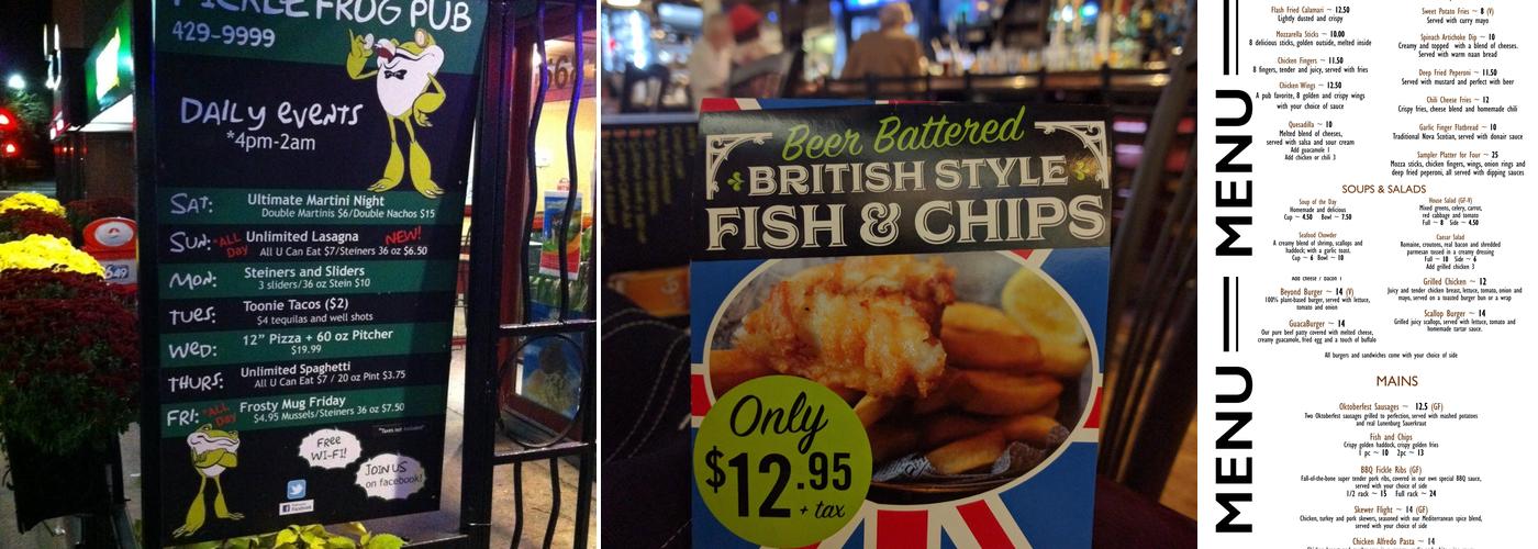 The Fickle Frog Menu
