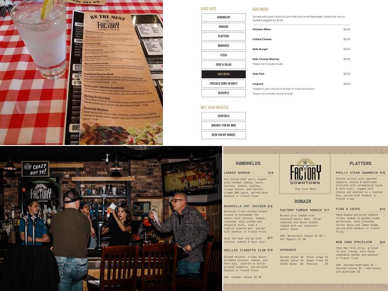 The Factory Downtown Menu