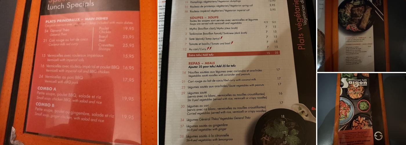 Café Saigon Menu