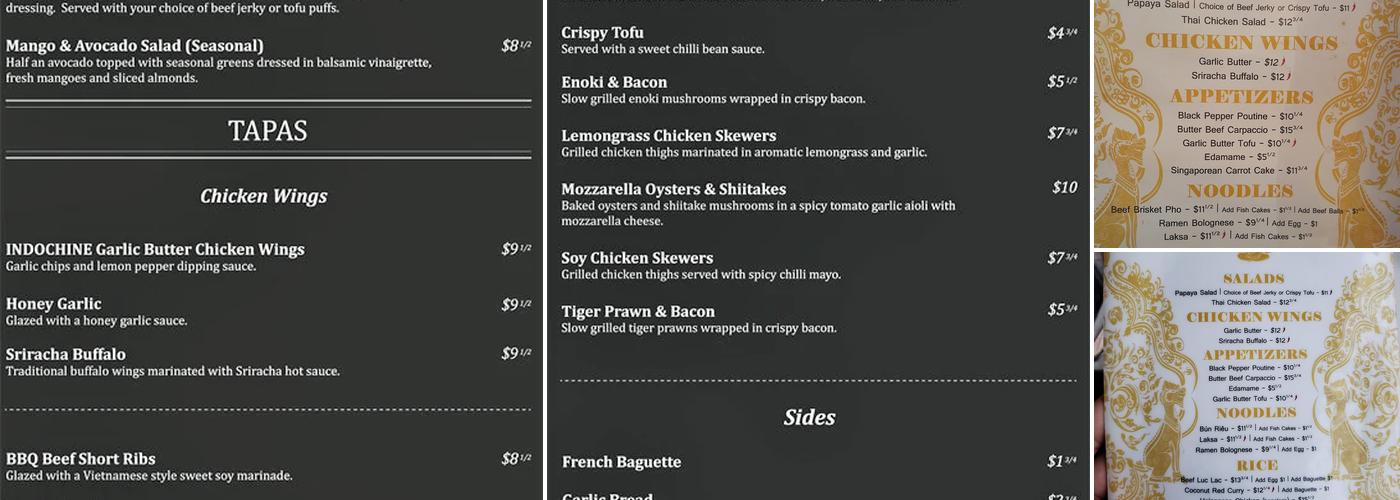 Indochine Kitchen Menu