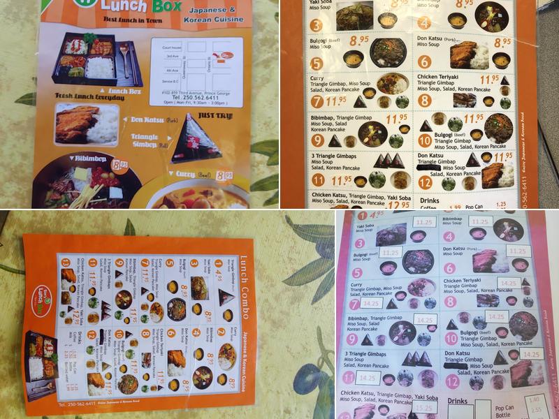 Sim's Lunchbox Menu