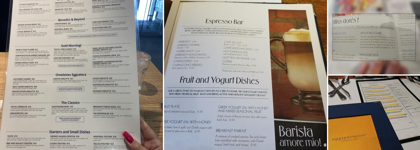 Eggspectation Menu