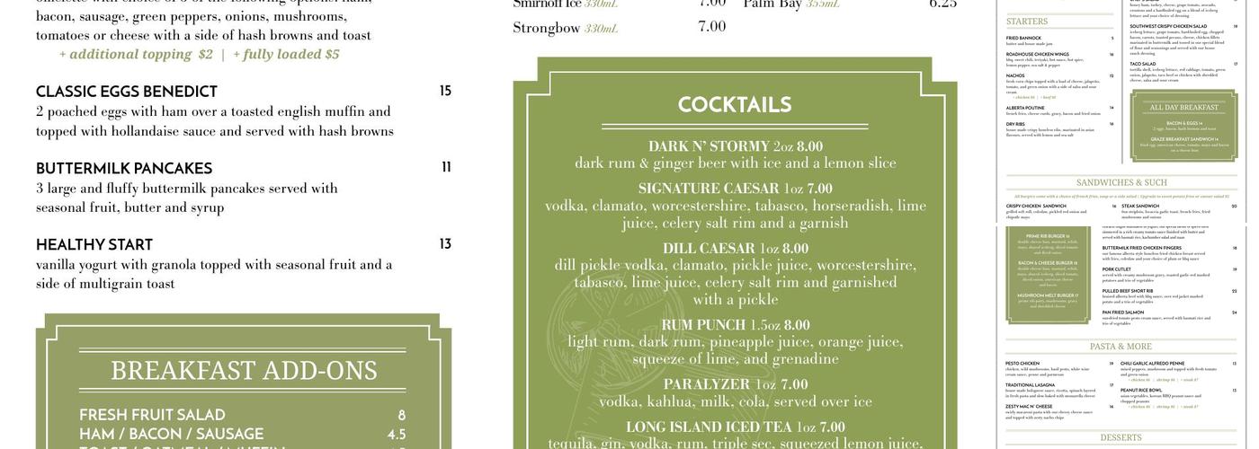 Graze Restaurant Menu