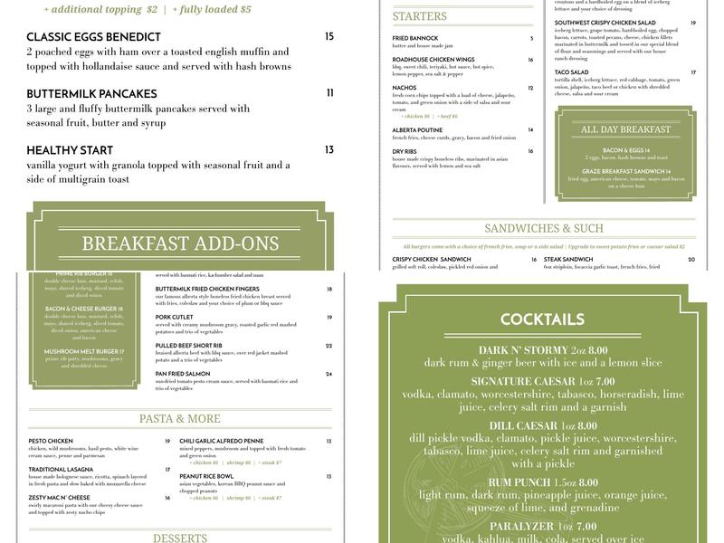 Graze Restaurant Menu