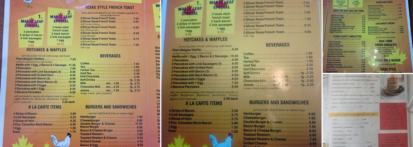 Maple Leaf Pancake House Menu