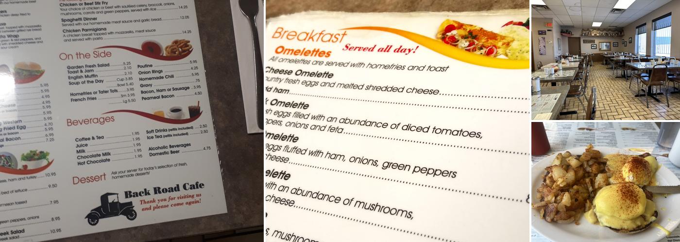 Back Road Cafe Menu