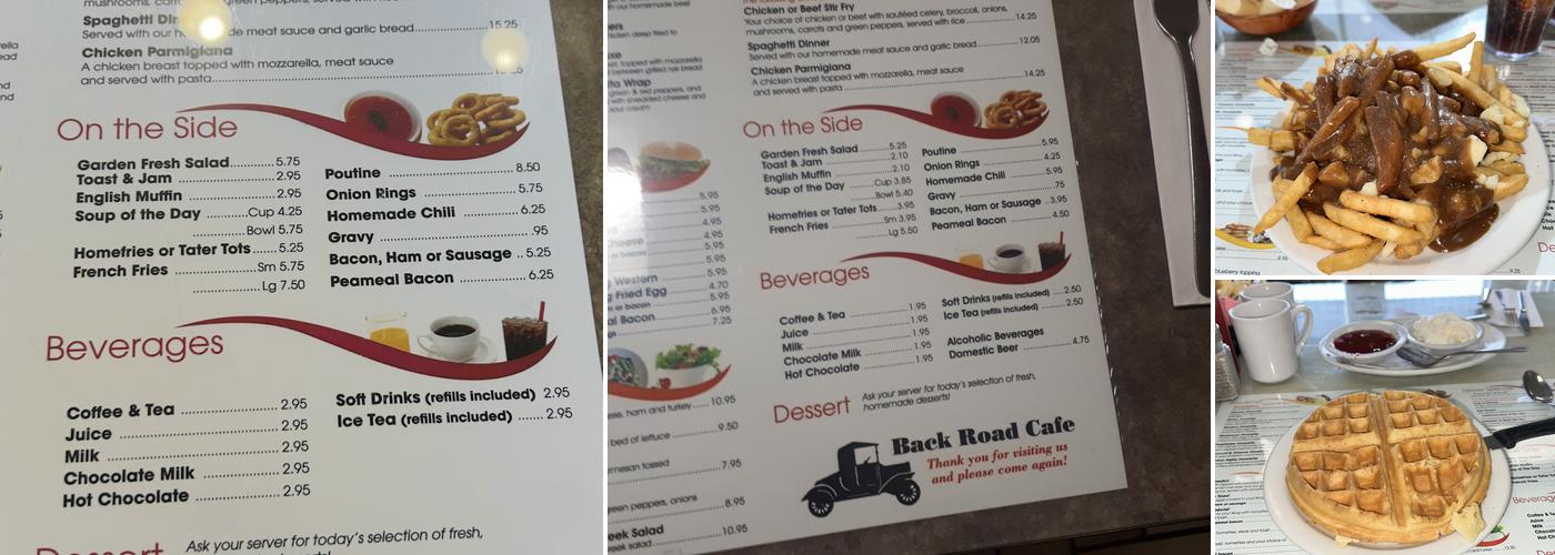 Back Road Cafe Menu