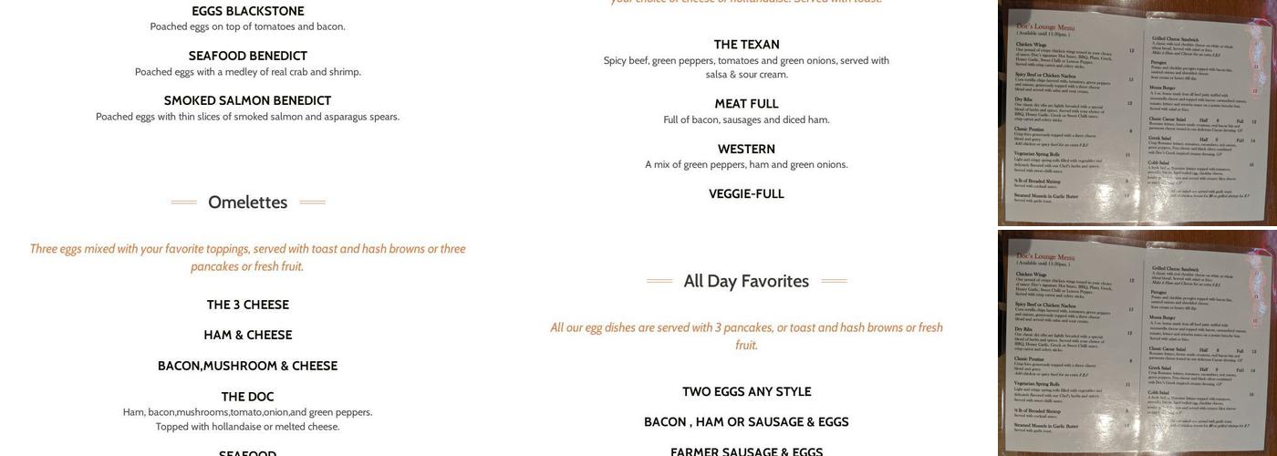 Doc Hollandaise Menu