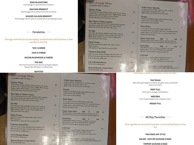 Doc Hollandaise Menu