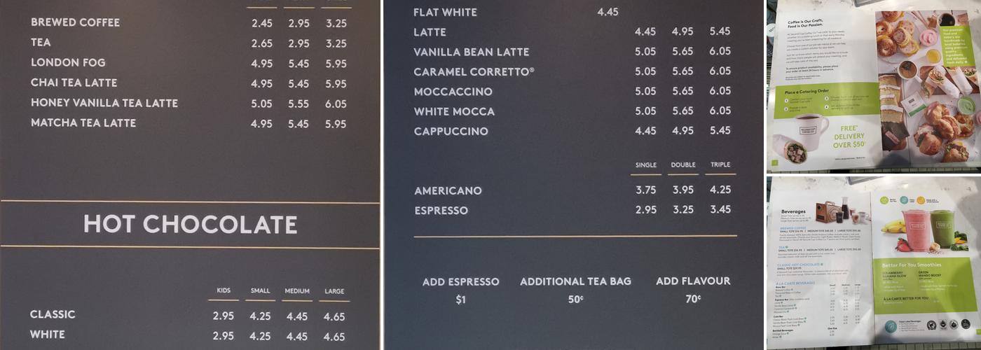 Second Cup Café Menu