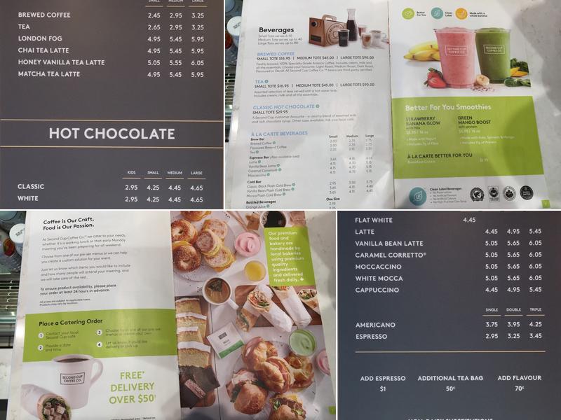Second Cup Café Menu
