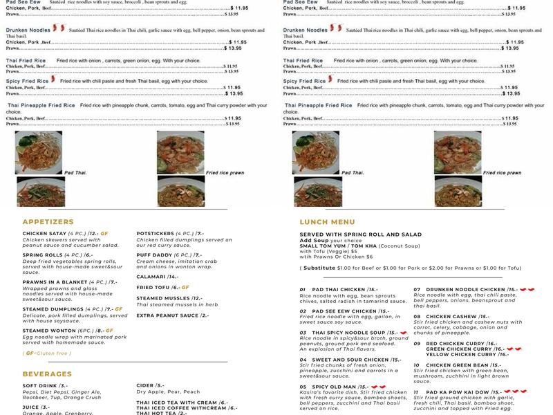 Kasira Fine Thai Cuisine Menu