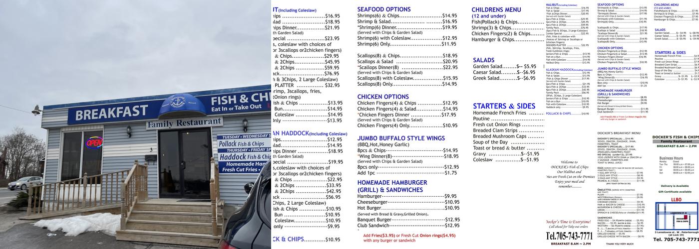 Docker's Fish & Chip & Breakfast Menu