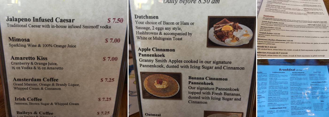 Amsterdam Restaurant Menu