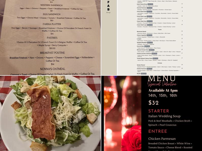 Farina Ristorante Menu