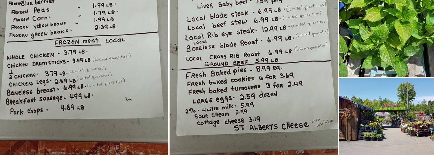 Harvest Garden Centre Menu