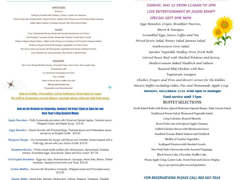 Saltspray Menu
