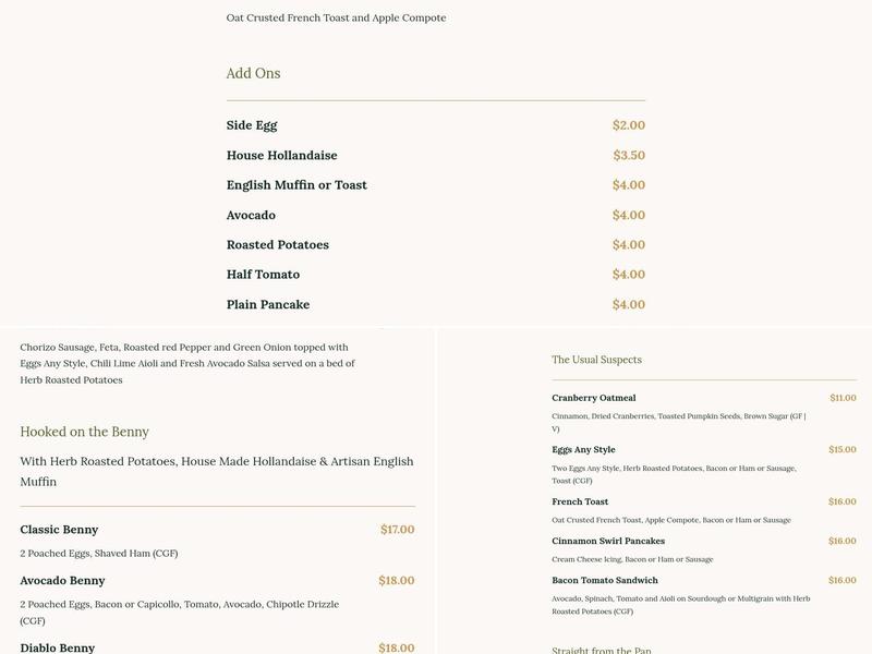 Anglers Dining Menu
