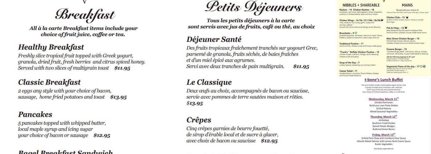 T Bones Menu