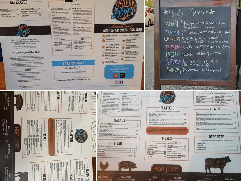 Memphis Blues Barbeque House Menu
