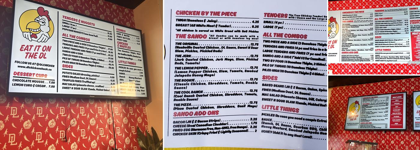 Downlow Chicken Shack Menu