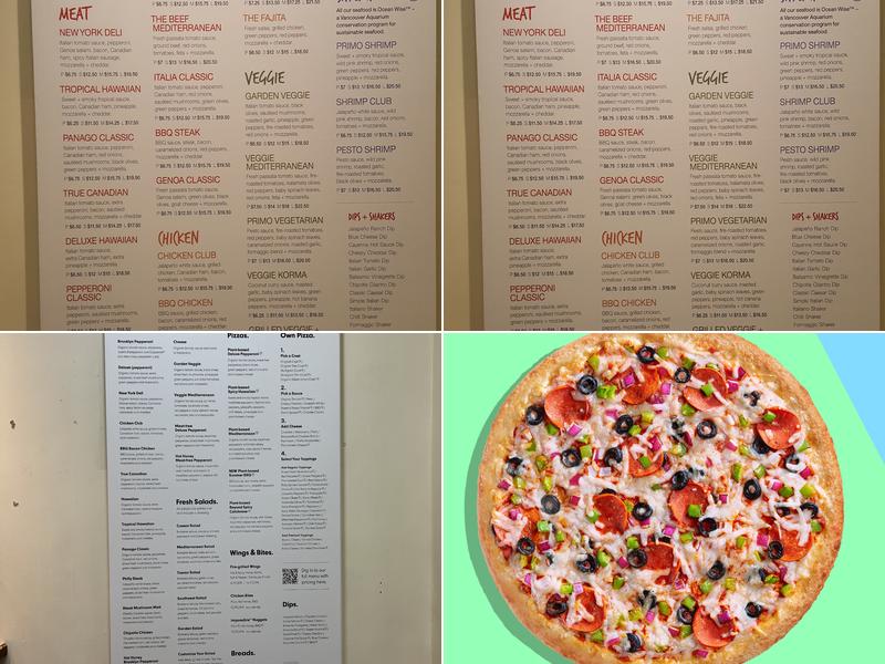 Panago Pizza Menu
