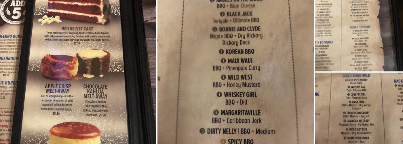 Wild Wing Menu