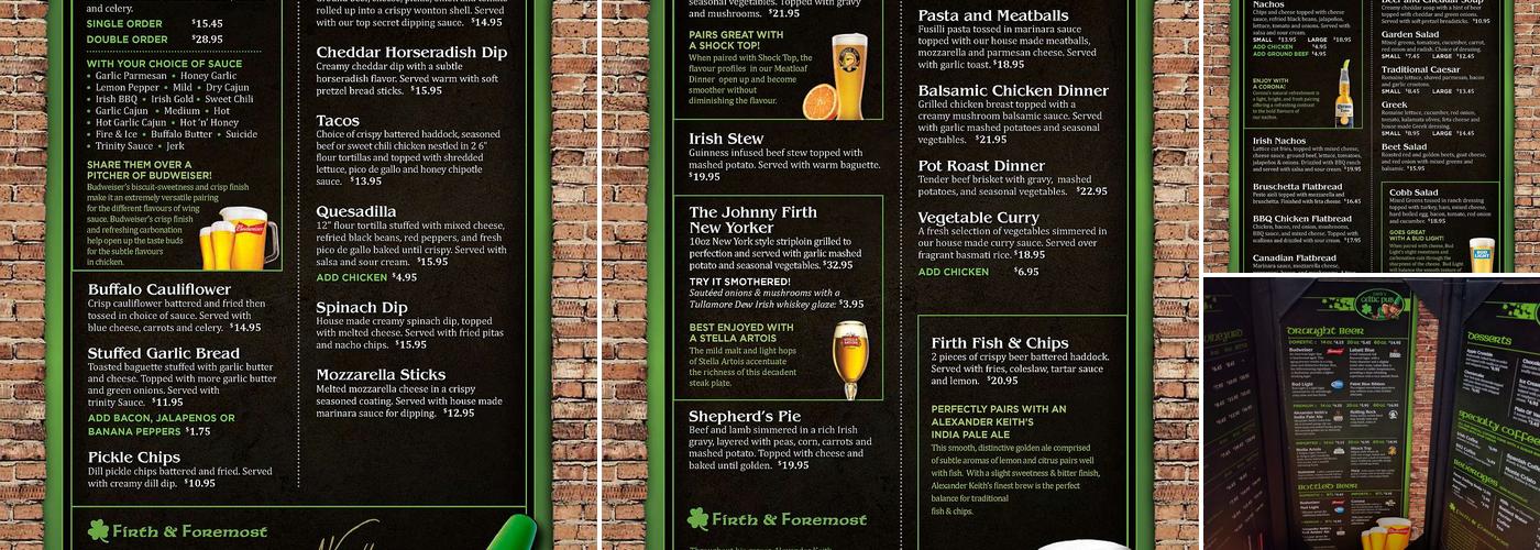 Firths Celtic Pub Menu