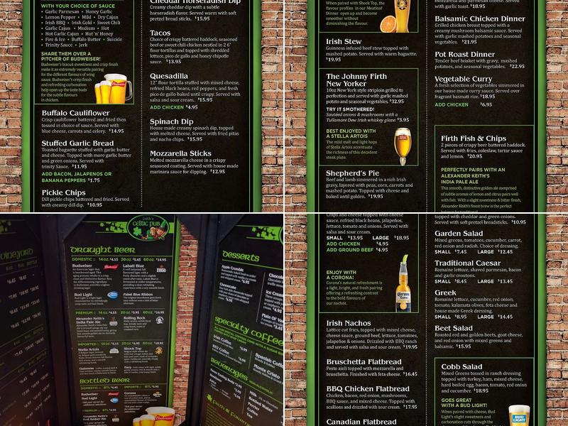 Firths Celtic Pub Menu