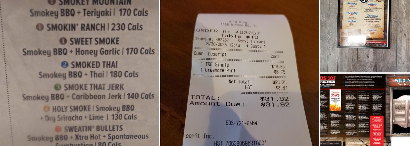 Wild Wing Menu