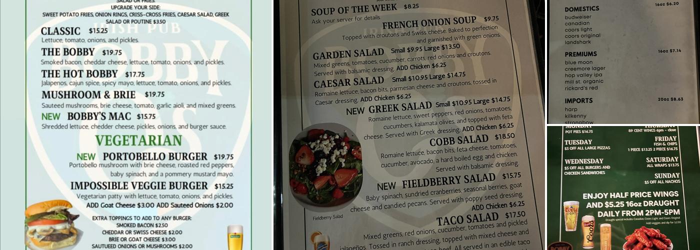 Bobby O'Brien's Menu