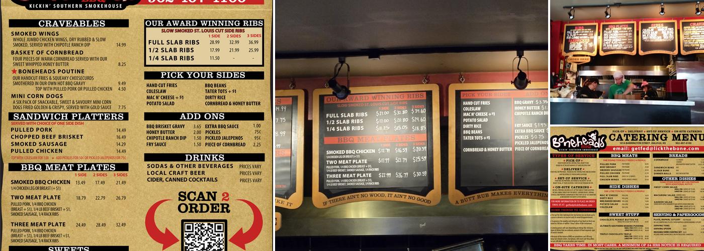 Boneheads BBQ Menu