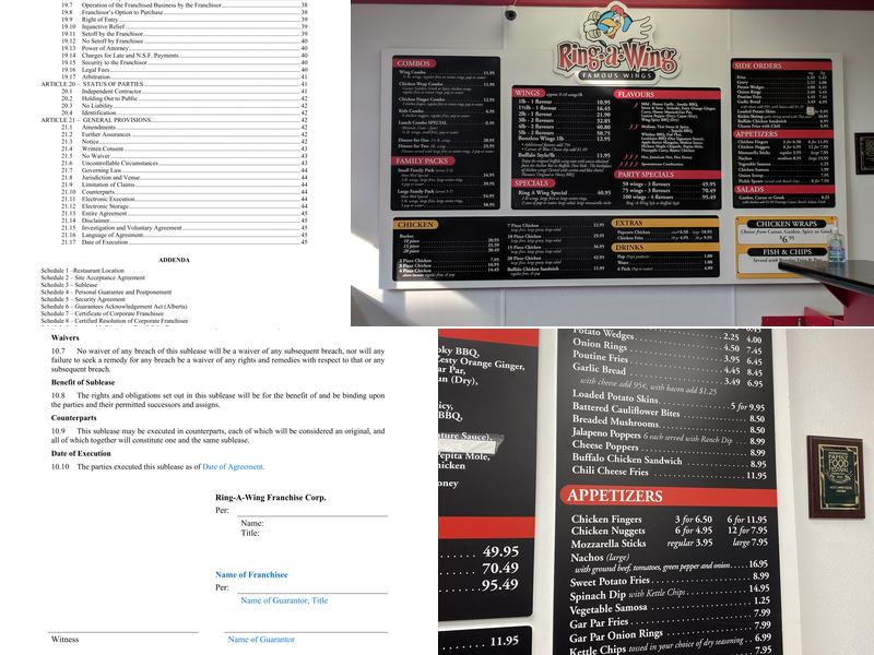 Ring-a-Wing Menu
