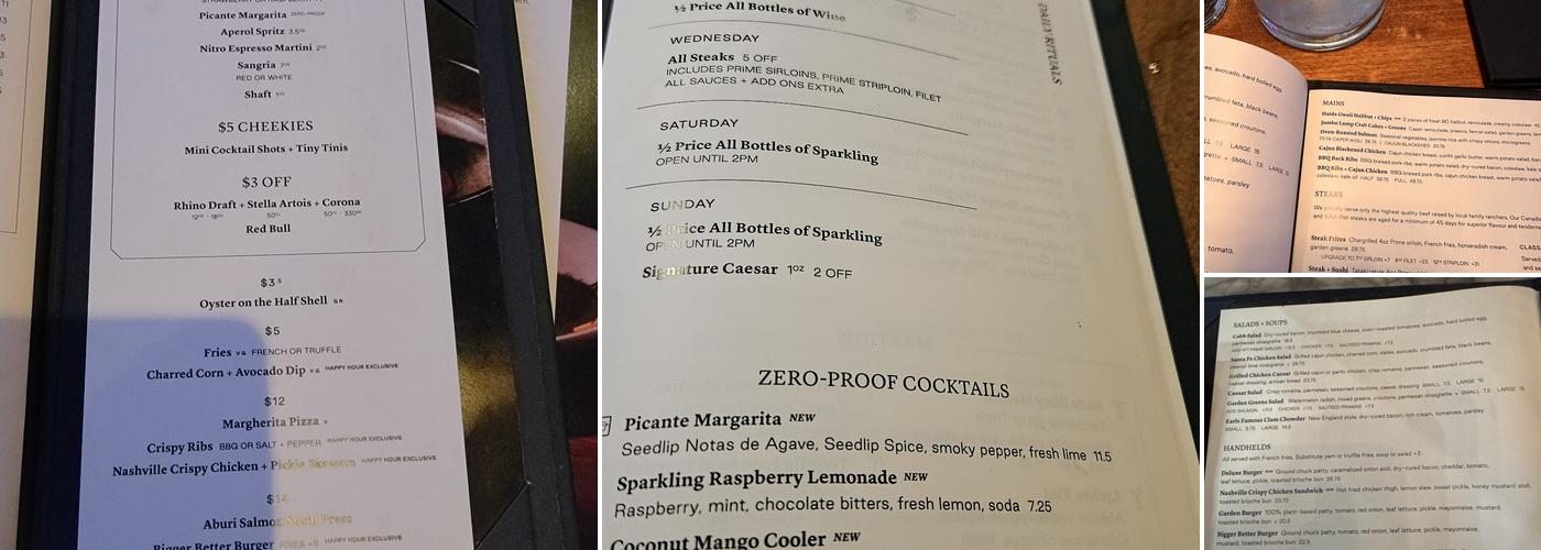 Earls Kitchen + Bar Menu