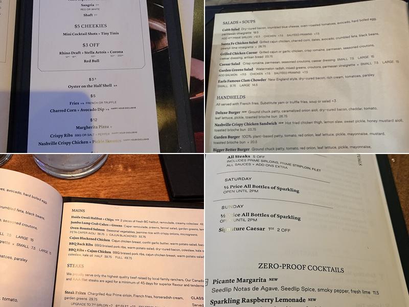 Earls Kitchen + Bar Menu