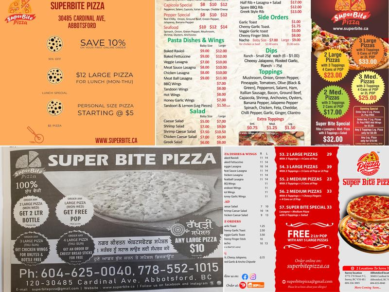 Super Bite Pizza - Abbotsford Menu