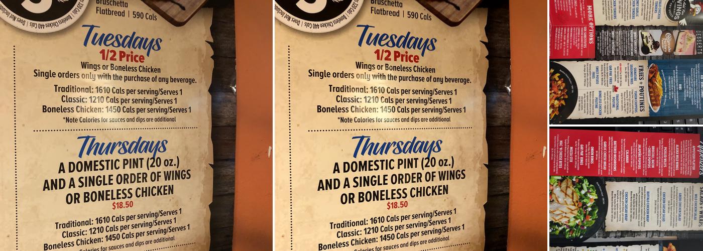 Wild Wing Menu