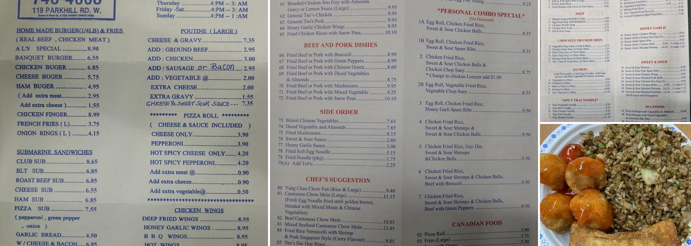 Yees Garden Chinese Foods Menu