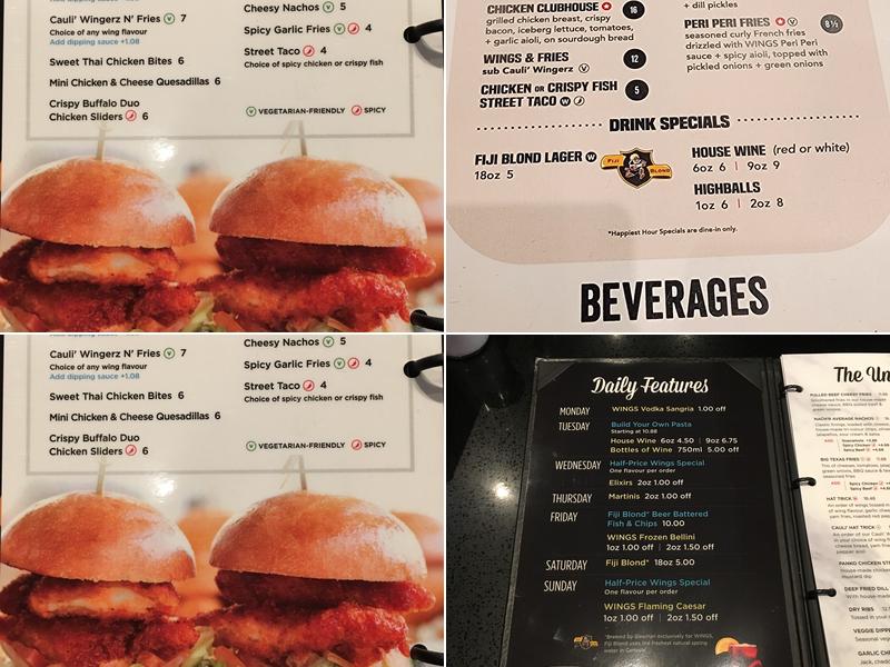 WINGS Terrace Menu