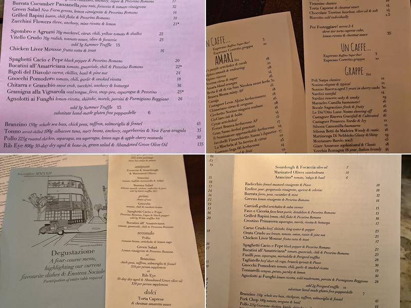 Enoteca Sociale Menu