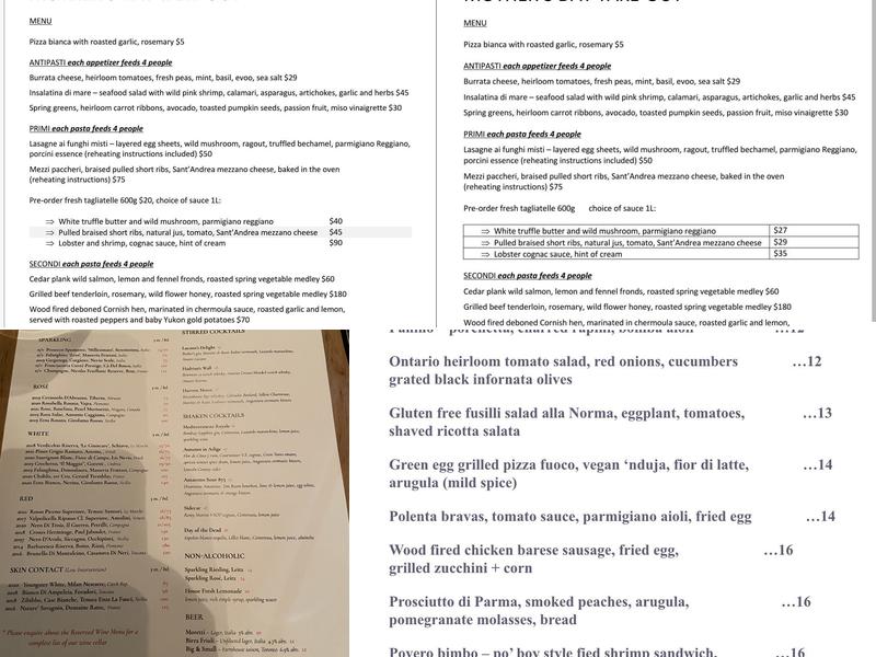 Noce Menu