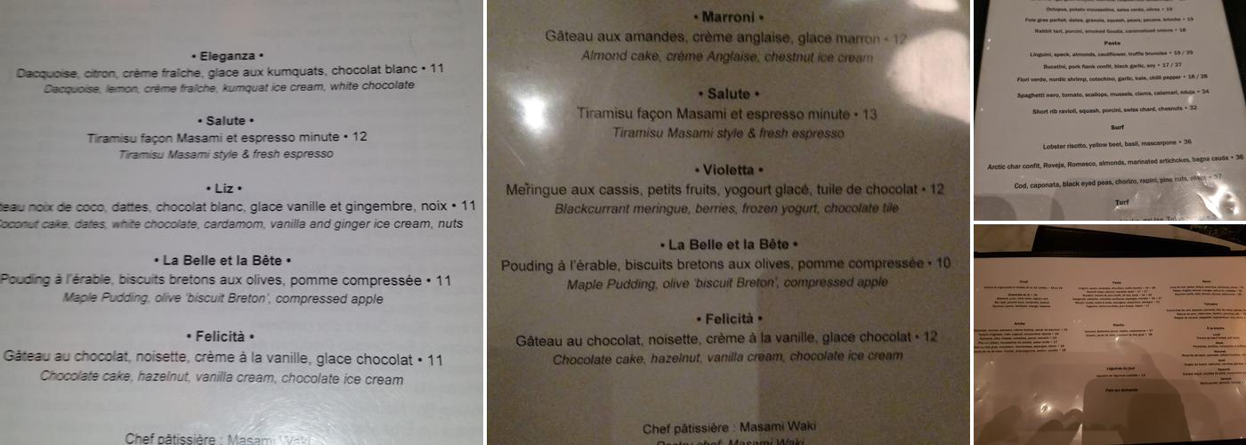 Le Serpent Menu