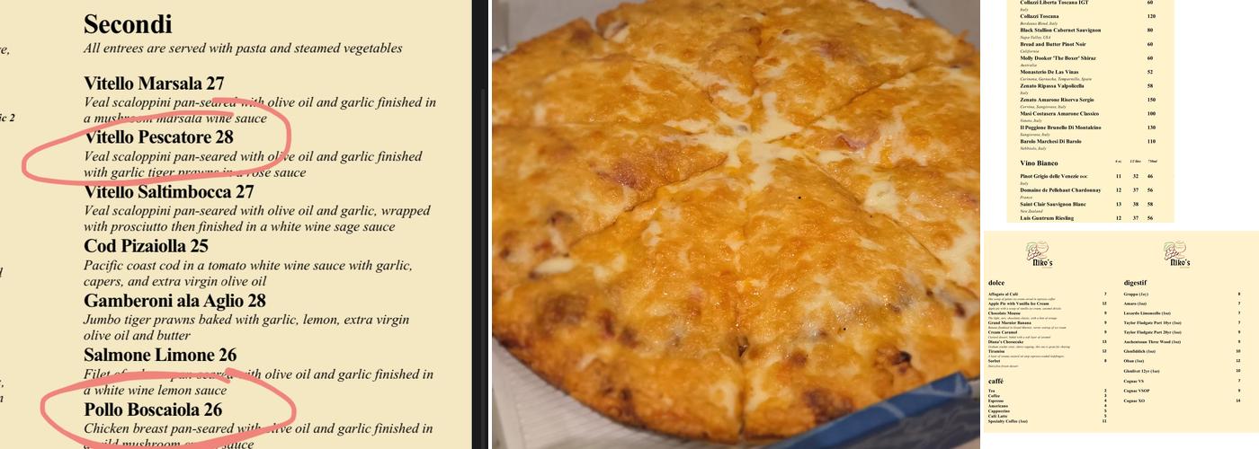 Niko's Bistro Menu