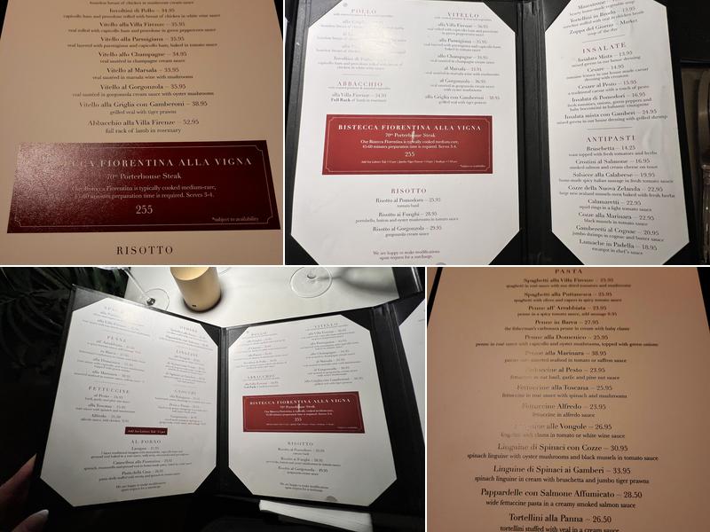 Villa Firenze Menu