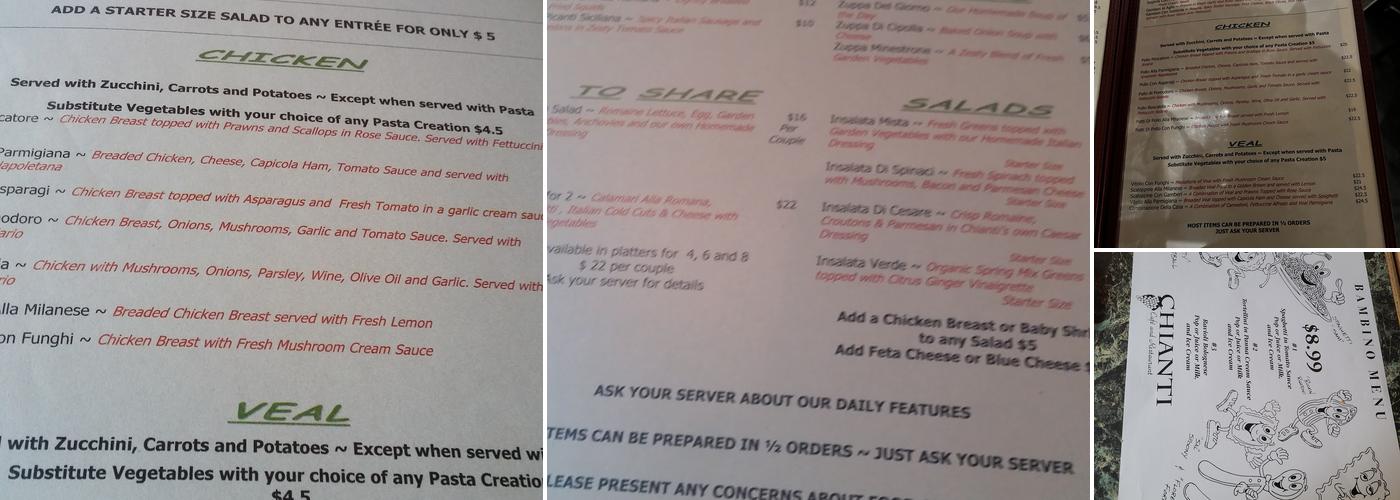 Chianti Menu