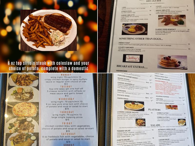 Jeffrey's Restaurant Menu