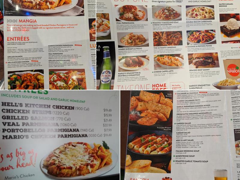 East Side Mario's Menu
