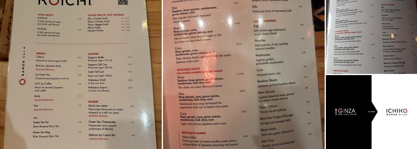 Koichi Ramen Menu