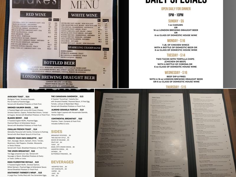 Blake's Bistro & Bar Menu